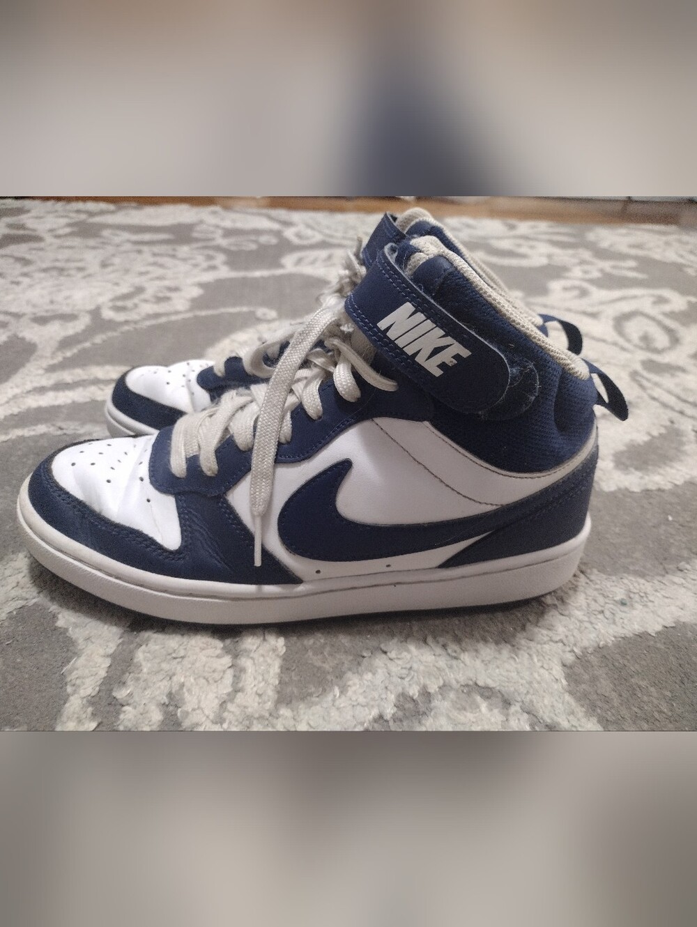 Nike Borough Mid 2 Navy and White High-Top Sneaker